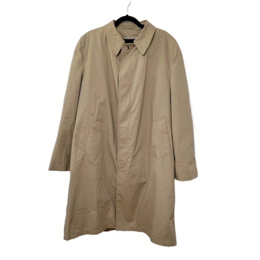 Men's Foggy Day Trench Coat SZ 44L Winter All Weather Zip‎ Out Liner Khaki Tan